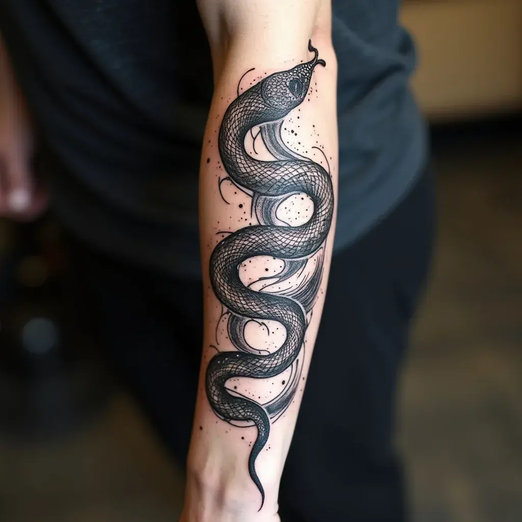 Abstract Blackwork Snake