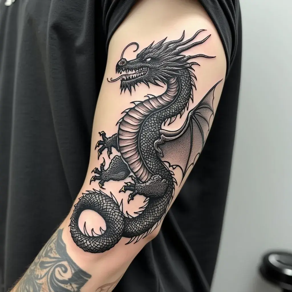 Blackwork Dragon Masterpiece