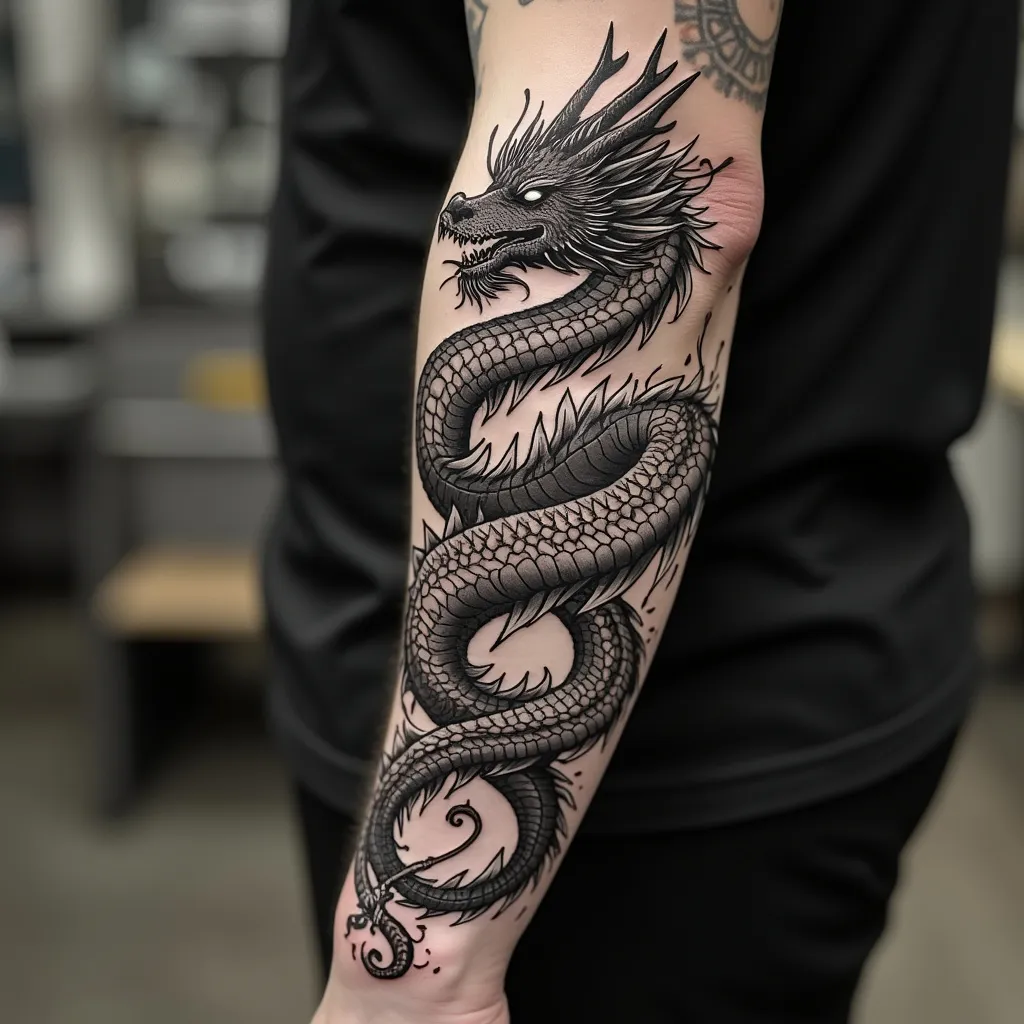 Fierce Blackwork Dragon