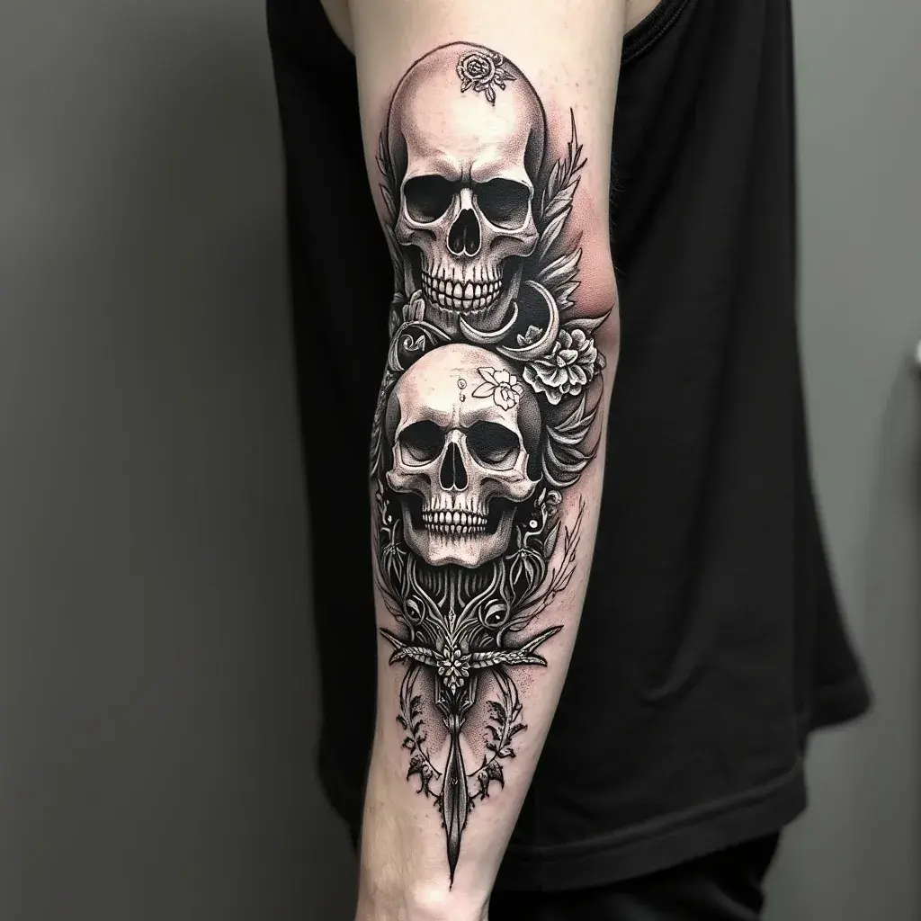 Blackwork Memento Mori Skull