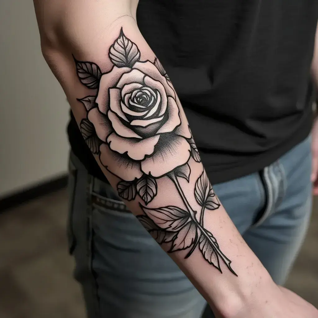 Blackwork Rose Wrapping