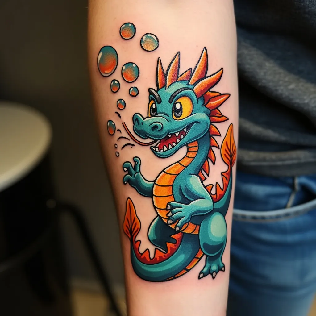 Bubble-blowing Cartoon Dragon