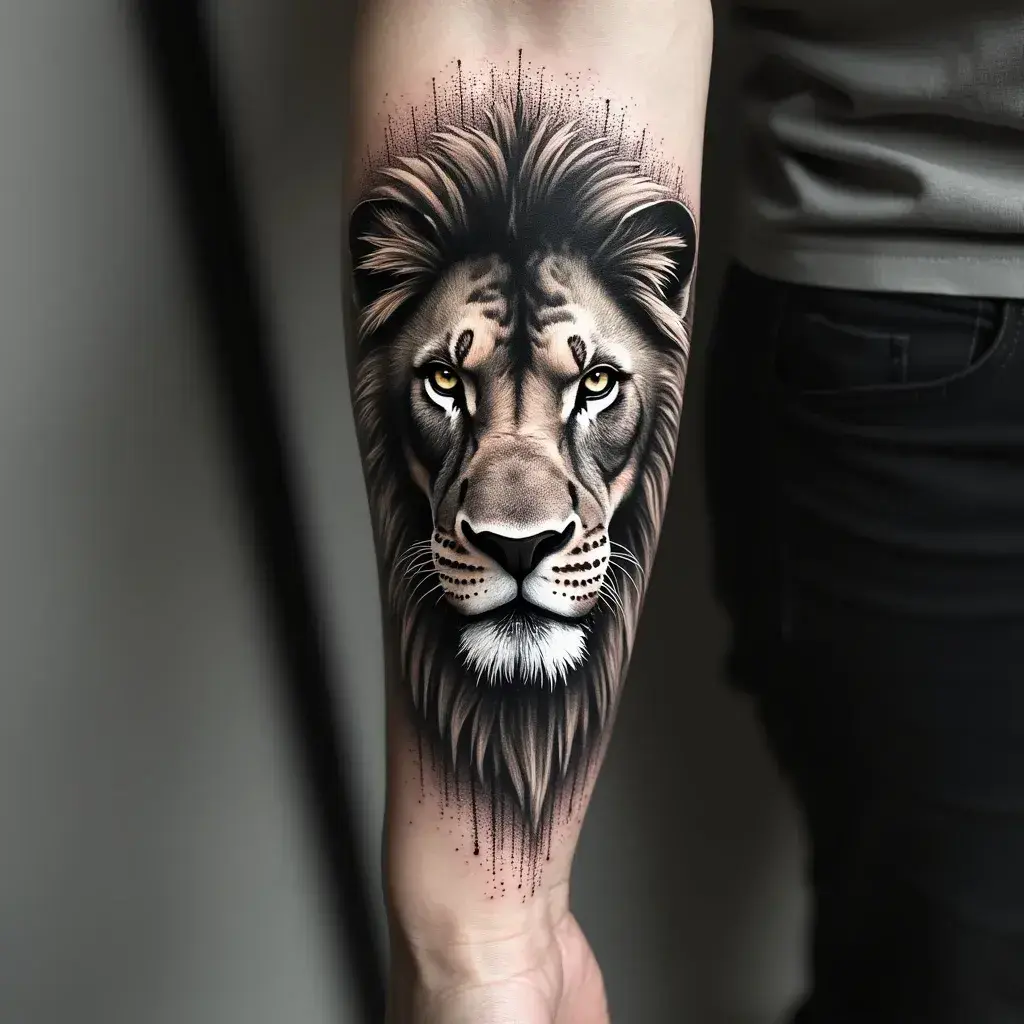 Dotwork Lion Black and white