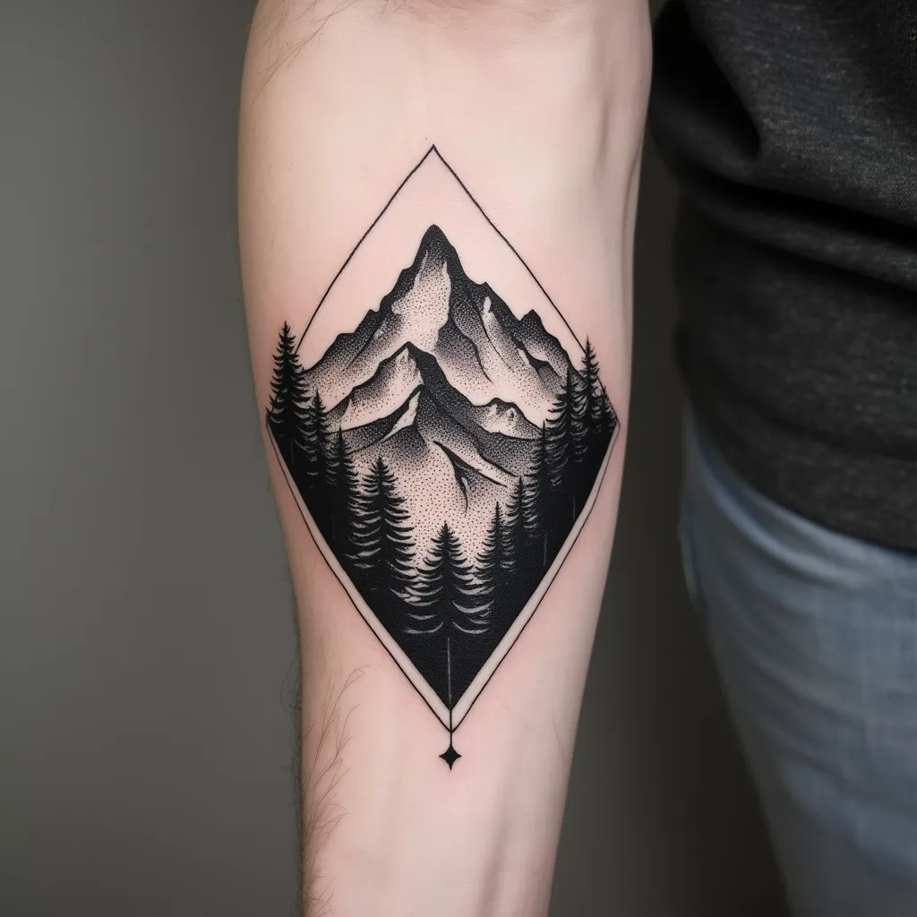 Dotwork Mountain Range