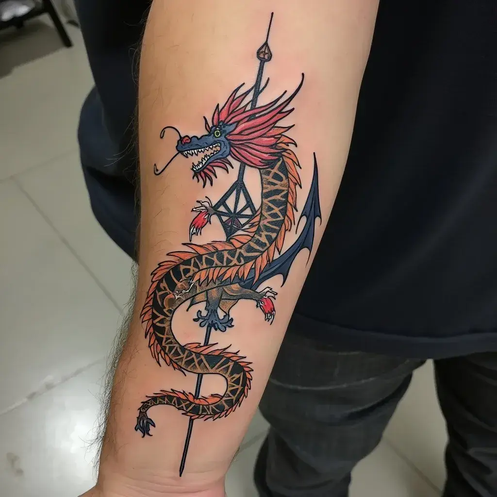 Geometric Dragon Tattoo