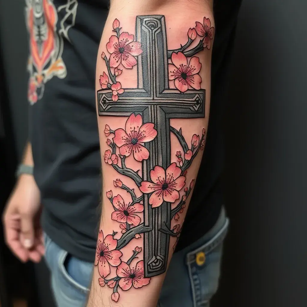 Japanese Cherry Blossom Cross