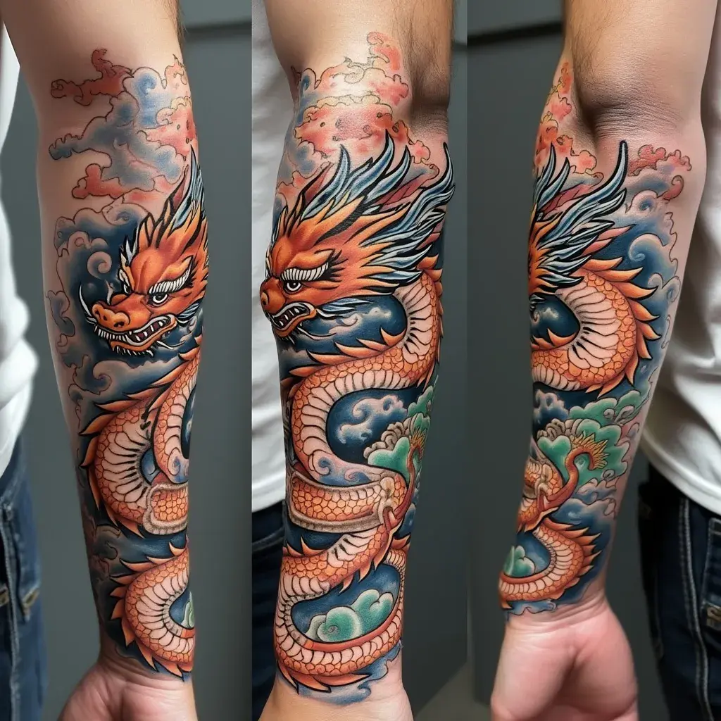 Japanese Dragon and Clouds