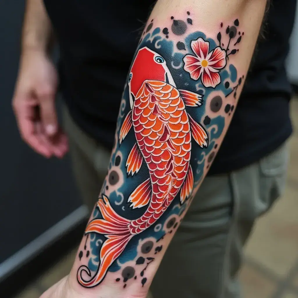 Japanese Koi fish forearm tattoos for men