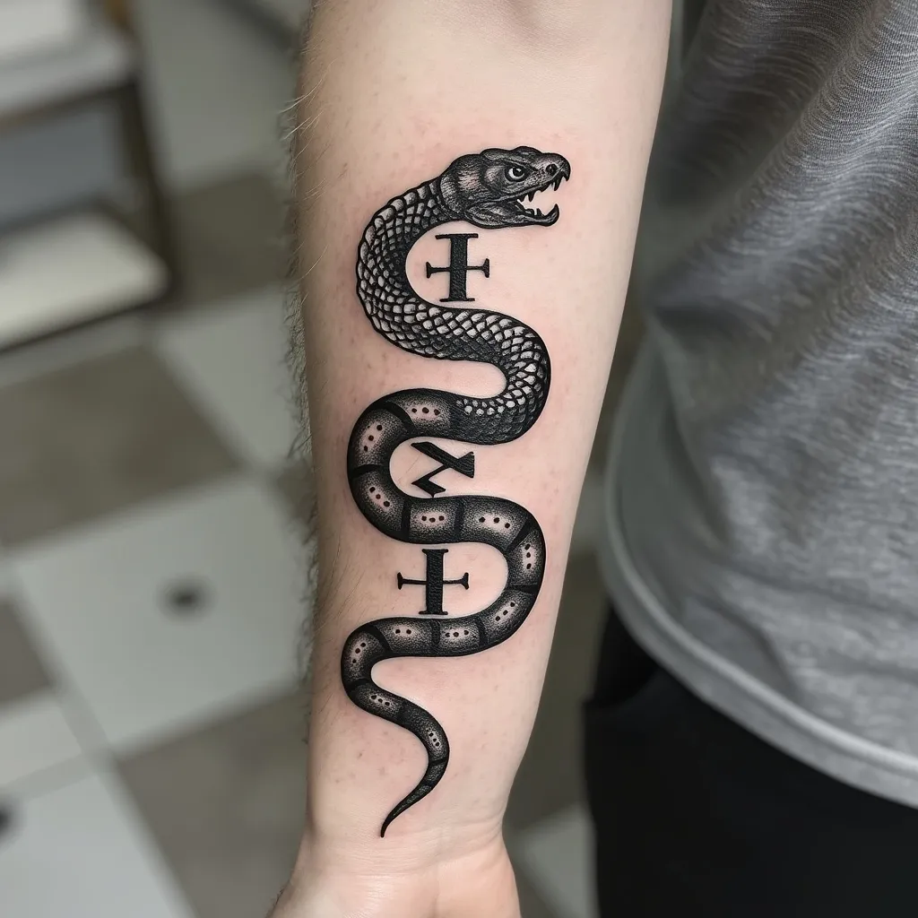 Lettering Entwined Snake