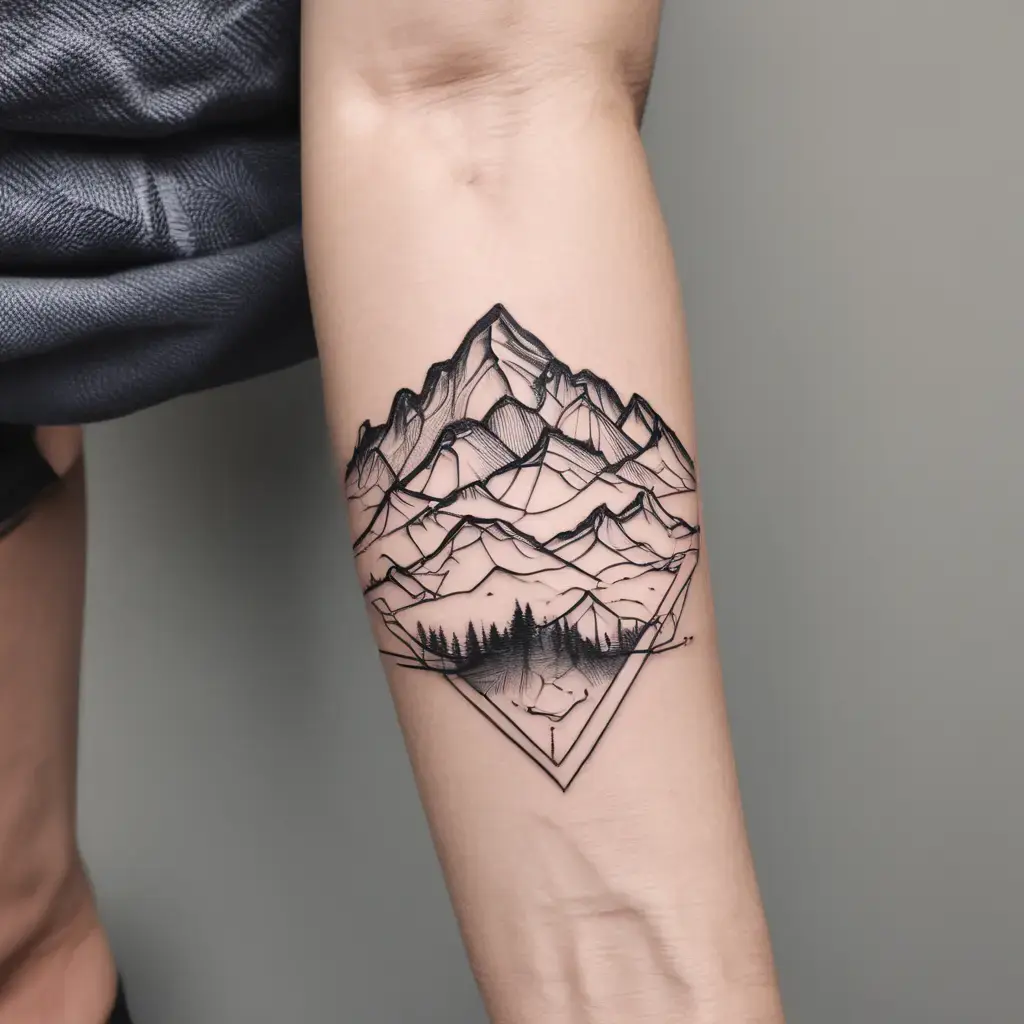 Minimalist mountain forearm tattoo