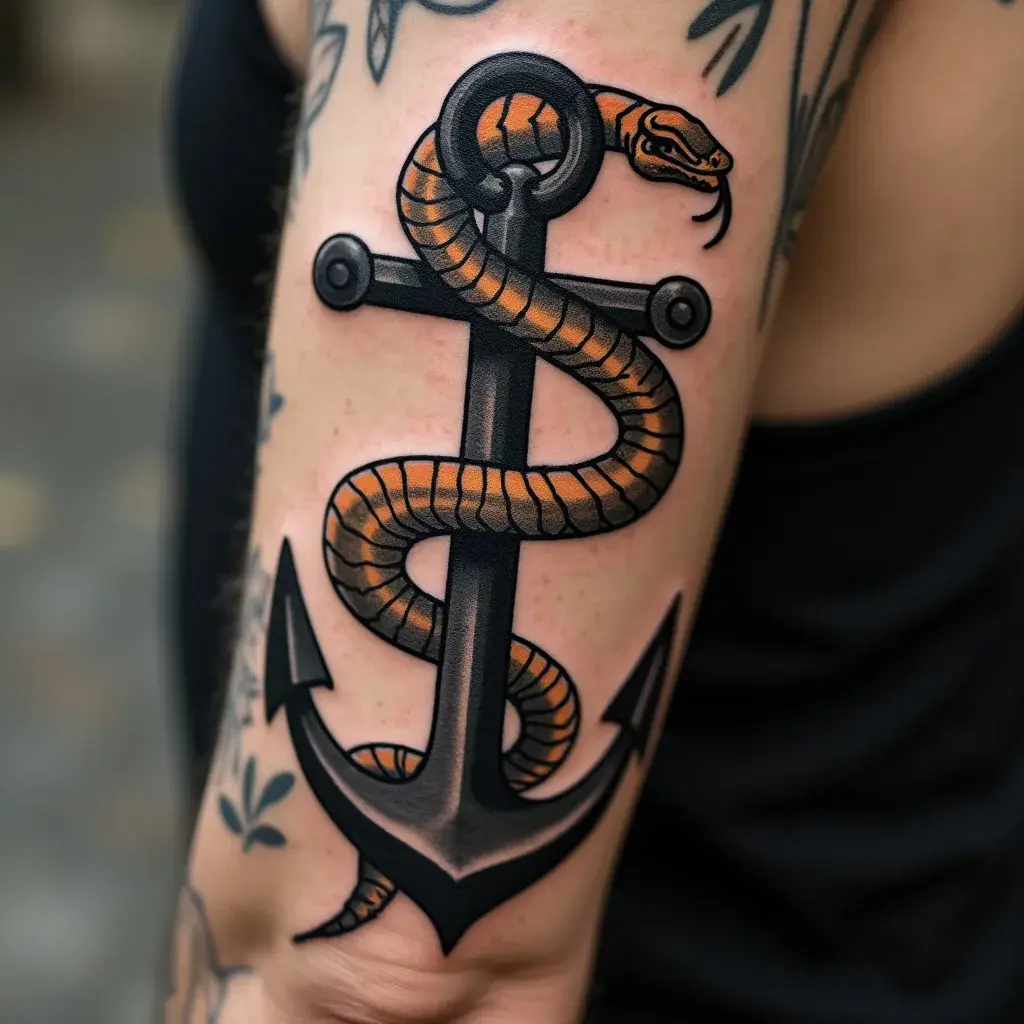 Old School Snake and Anchor