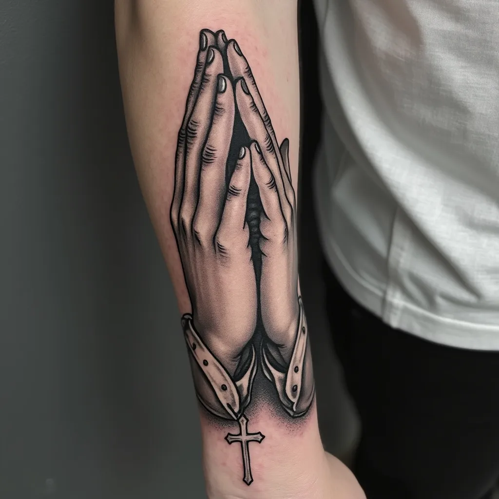 Realistic Rosary and Praying Hands