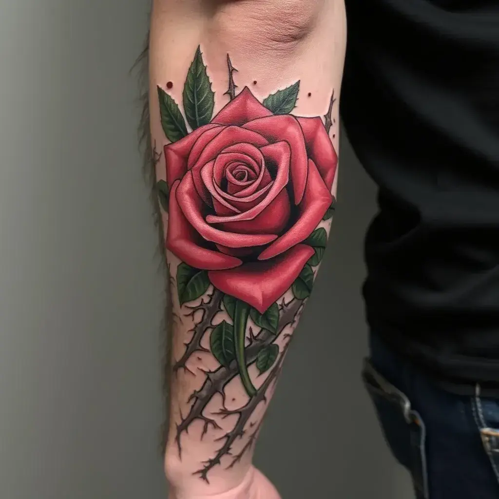 Realistic Rose with Thorns