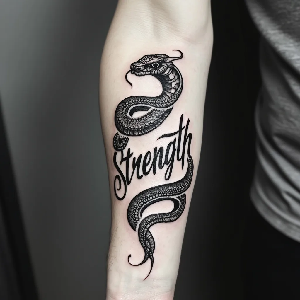 Strength Embedded Snake Lettering