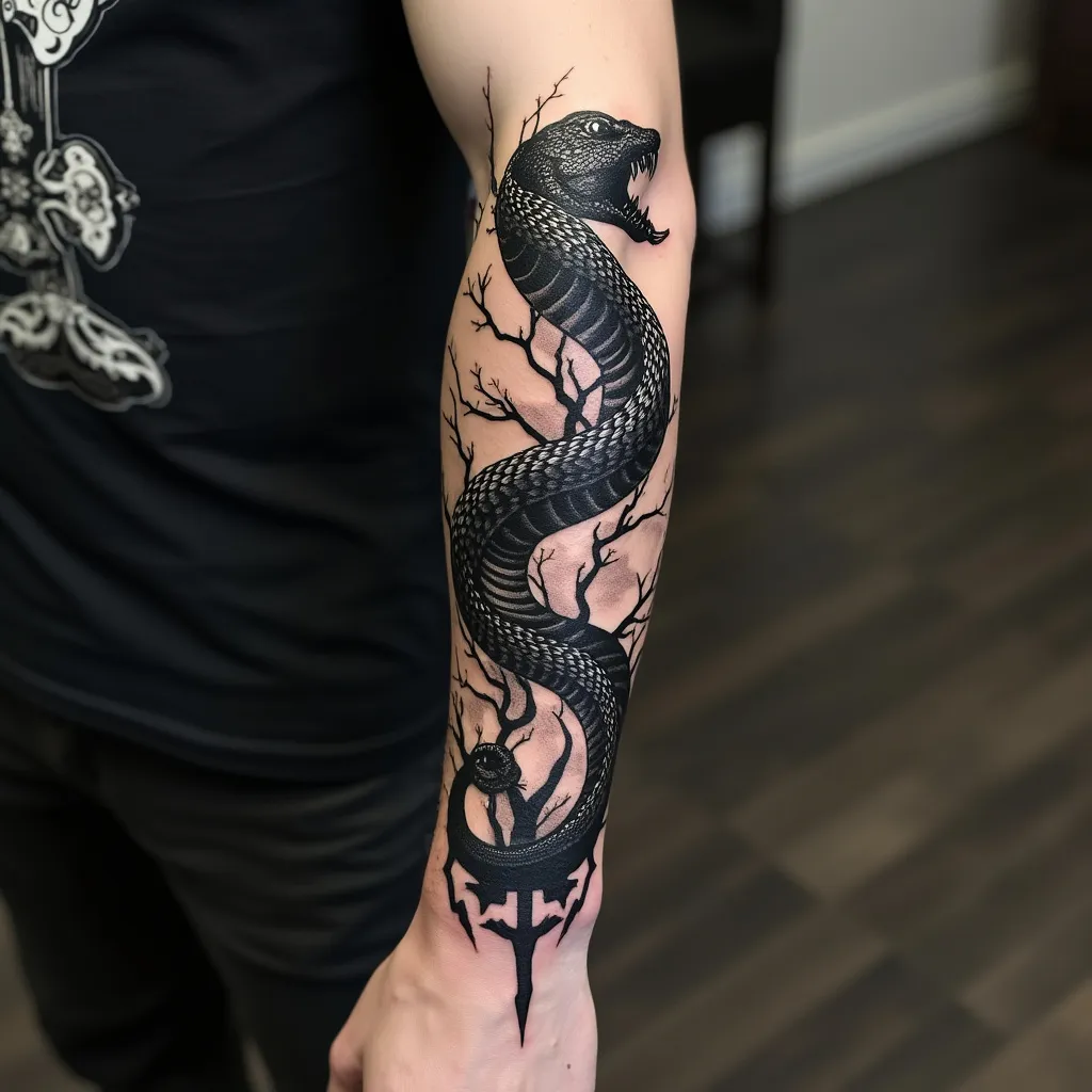 Surreal Blackwork Snake