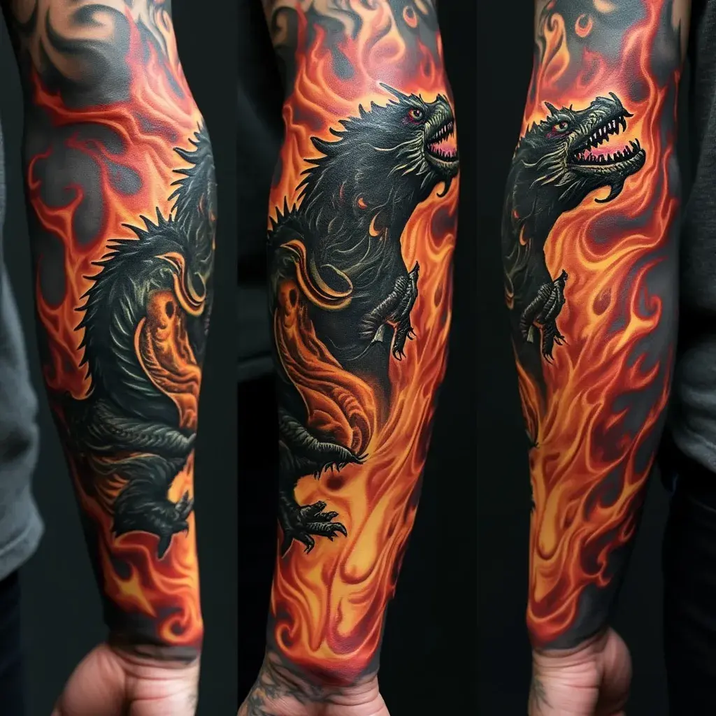 Dragon Emerge from Flames